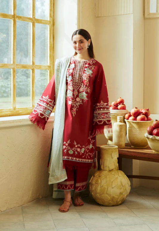 Maroon Lawn Embroidered Suite By Neha's